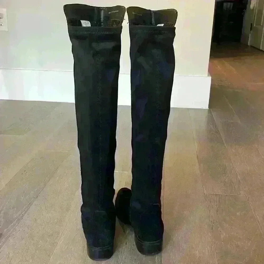 Blonde Velma Waterproof Suede Over-the-Knee Boots - Picture 9 of 12